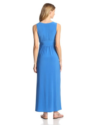 NY Collection Women's Solid Sleeveless Surplice Twist Waist Maxi Dress