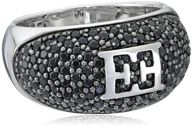 Escada Sterling Silver Black Cubic Zirconia Ring