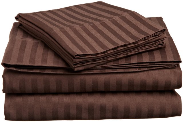 ITALIAN STRIPED 4PC QUEEN Sheet Set, CHOCOLATE