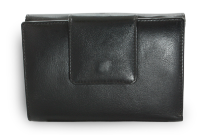 Černá dámská kožená peněženka s velkou a malou klopnou
