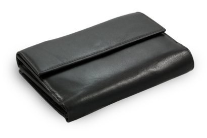 Černá dámská kožená peněženka s velkou a malou klopnou