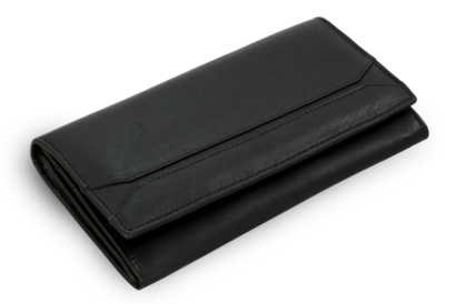Černá dámská kožená psaníčková peněženka s klopnou