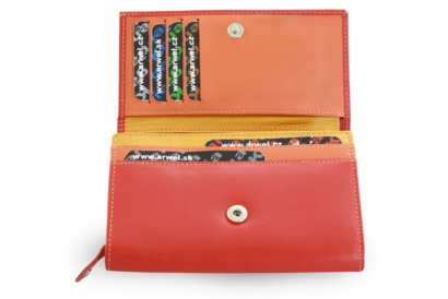 Multičervená dámská kožená peněženka s klopnou