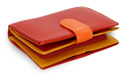Multičervená dámská kožená peněženka se zápinkou