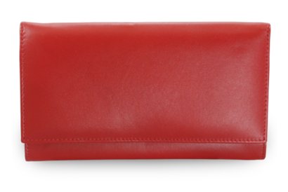 Červená dámská kožená psaníčková peněženka s klopnou