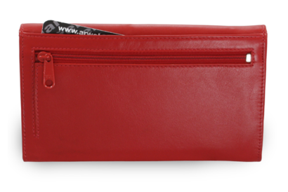 Červená dámská kožená psaníčková peněženka s klopnou