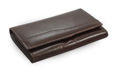 Tmavě hnědá dámská psaníčková kožená peněženka s klopnou