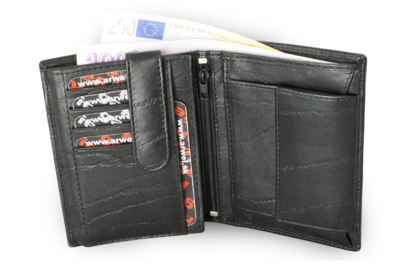 Černá pánská kožená peněženka a dokladovka se zápinkou