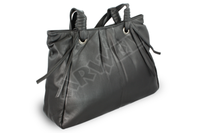 Černá kožená zipová kabelka se dvěma popruhy