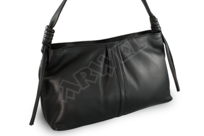 Černá kožená zipová kabelka s popruhem