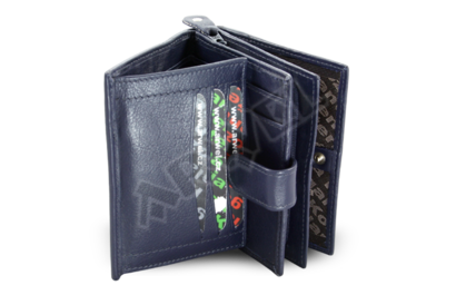 Tmavě modrá dámská kožená peněženka se zápinkou