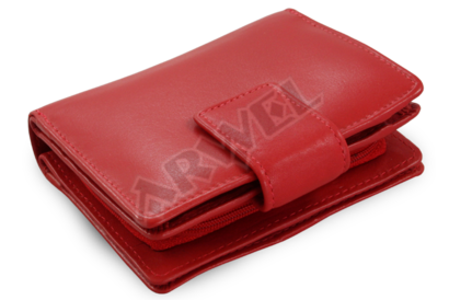 Červená dámská kožená peněženka se zápinkou