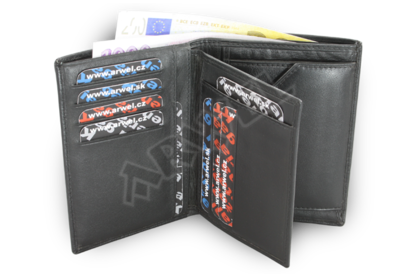 Černá pánská kožená peněženka s vloženou dokladovkou