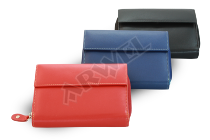Multičervená dámská kožená peněženka s malou klopnou