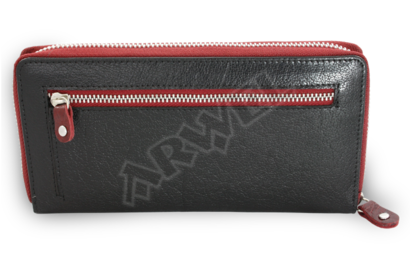 Černo-červená dámská kožená zipová peněženka 