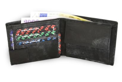 Černá pánská kožená peněženka ve stylu JEANS