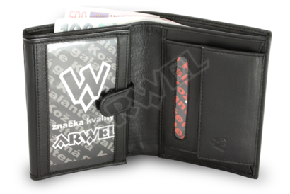 Černá pánská kožená peněženka s vnitřní zápinkou určená pro policii