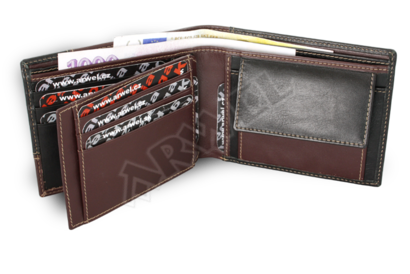 Pánská kožená peněženka v kombinaci černé a hnědé barvy
