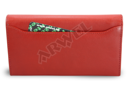 Červená dámská kožená rámová peněženka s ozdobnou klopnou