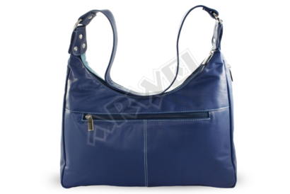 Modrá dámská kožená kabelka ve tvaru gondoly