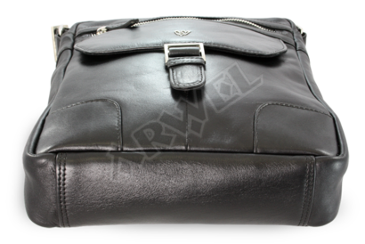 Černý pánský kožený zipový crossbag