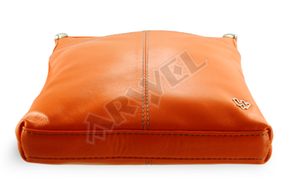 Oranžová kožená zipová minikabelka