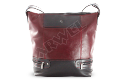 Červeno-černá dámská kožená kabelka