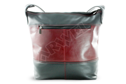 Červeno-černá dámská kožená kabelka