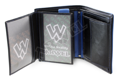 Černomodrá pánská kožená peněženka s vnitřní zápinkou