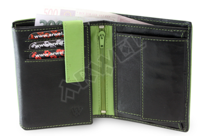 Černozelená pánská kožená peněženka s vnitřní zápinkou