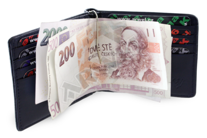 Černomodrá pánská kožená peněženka - dolarovka