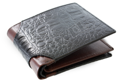 Černohnědá pánská kožená peněženka s motivem krokodýlí kůže