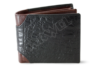 Černohnědá pánská kožená peněženka s motivem krokodýlí kůže