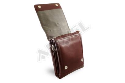Velký hnědý kožený pánský crossbag