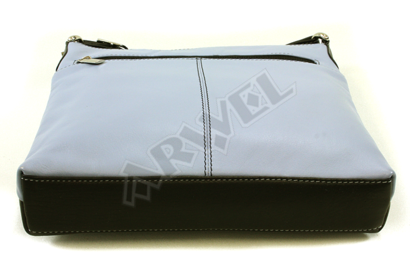 Černo-šedomodrá kožená zipová kabelka