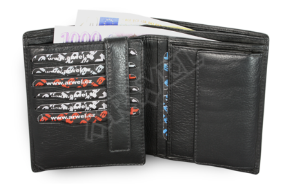 Černá pánská kožená dokladová peněženka