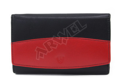 Černočervená dámská kožená rámová peněženka