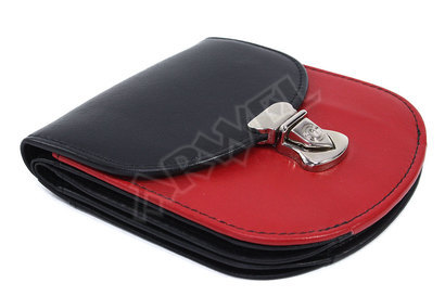 Černočervená dámská kožená peněženka se zámečkem