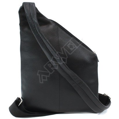 Černý kožený pánský zipový crossbag