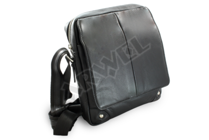 Velký černý kožený pánský crossbag