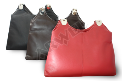 Červená kožená zipová kabelka se dvěma popruhy