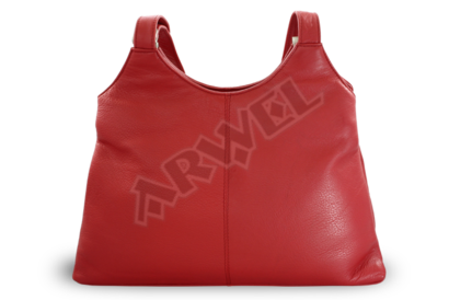 Červená kožená zipová kabelka se dvěma popruhy