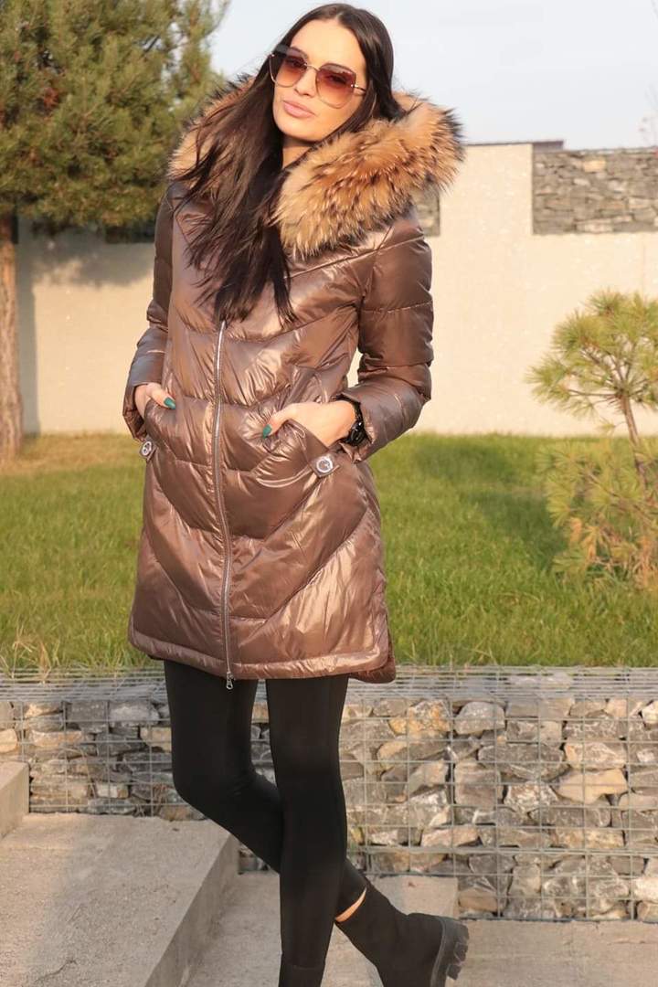 Luxusní zimní bunda s pravou kožešinou vel. M (38)